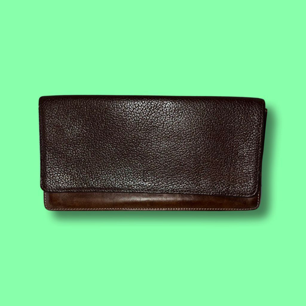 Loewe leather bifold checkbook wallet dark brown
